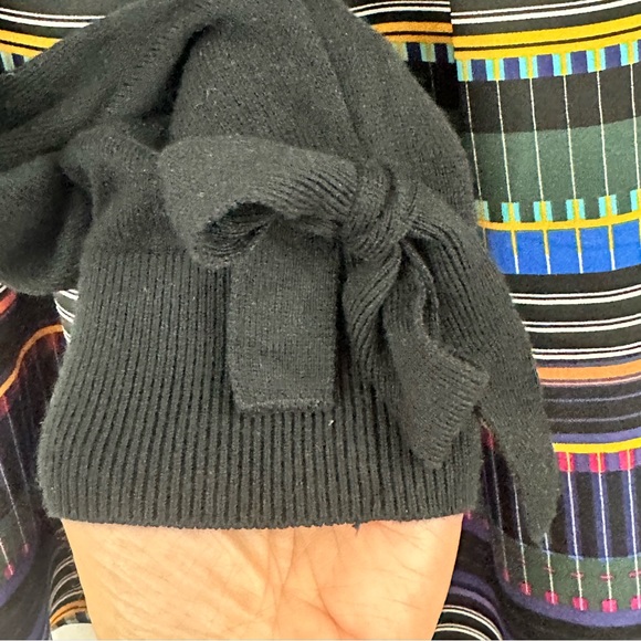 Loft Black Silk Blend Sweater with Semi-Sheer Striped back and sides Lar… - Picture 6 of 8